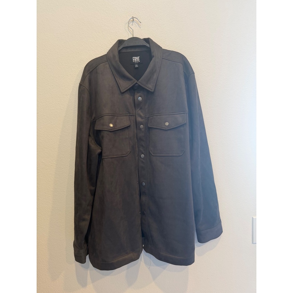 Frye Faux Suede Shirt Jacket Mens XXL Brown Snap Front Western Shacket